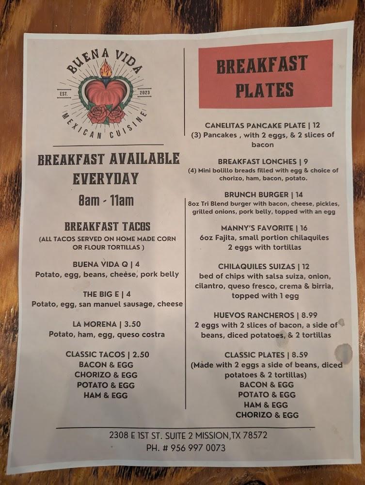 Buena Vida Mexican Cuisine Menu image 1