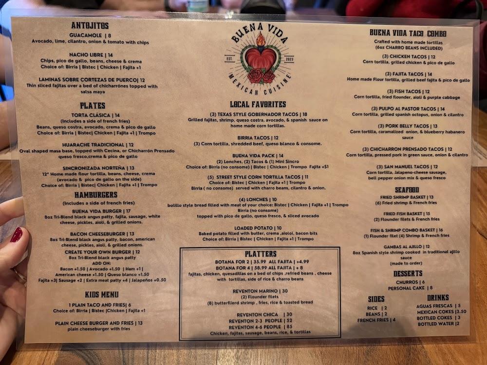 Buena Vida Mexican Cuisine Menu image 2